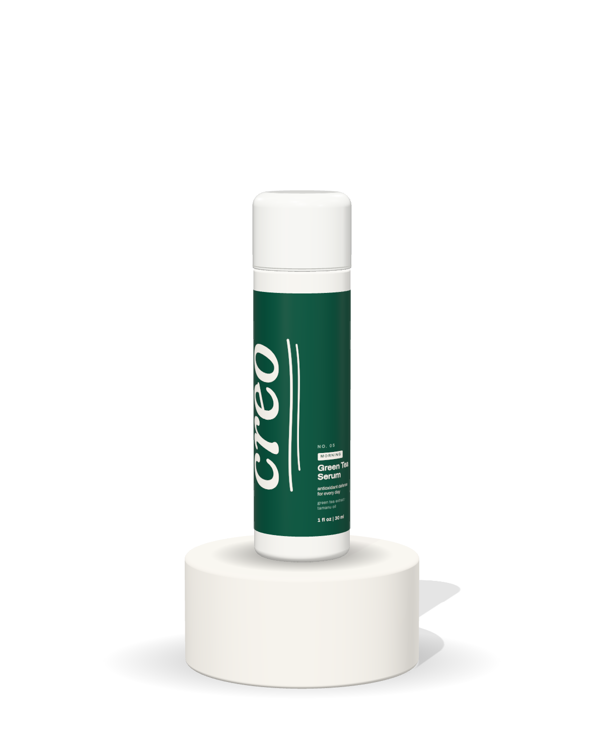 Green Tea Serum on the creo stand