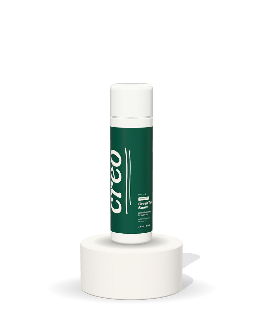 Green Tea Serum on the creo stand